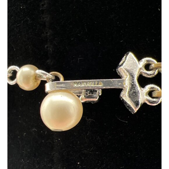 Vintage Marvella Double Strand Faux Pearl Necklace 16" Adjustable Chain Elegant - Picture 7 of 7